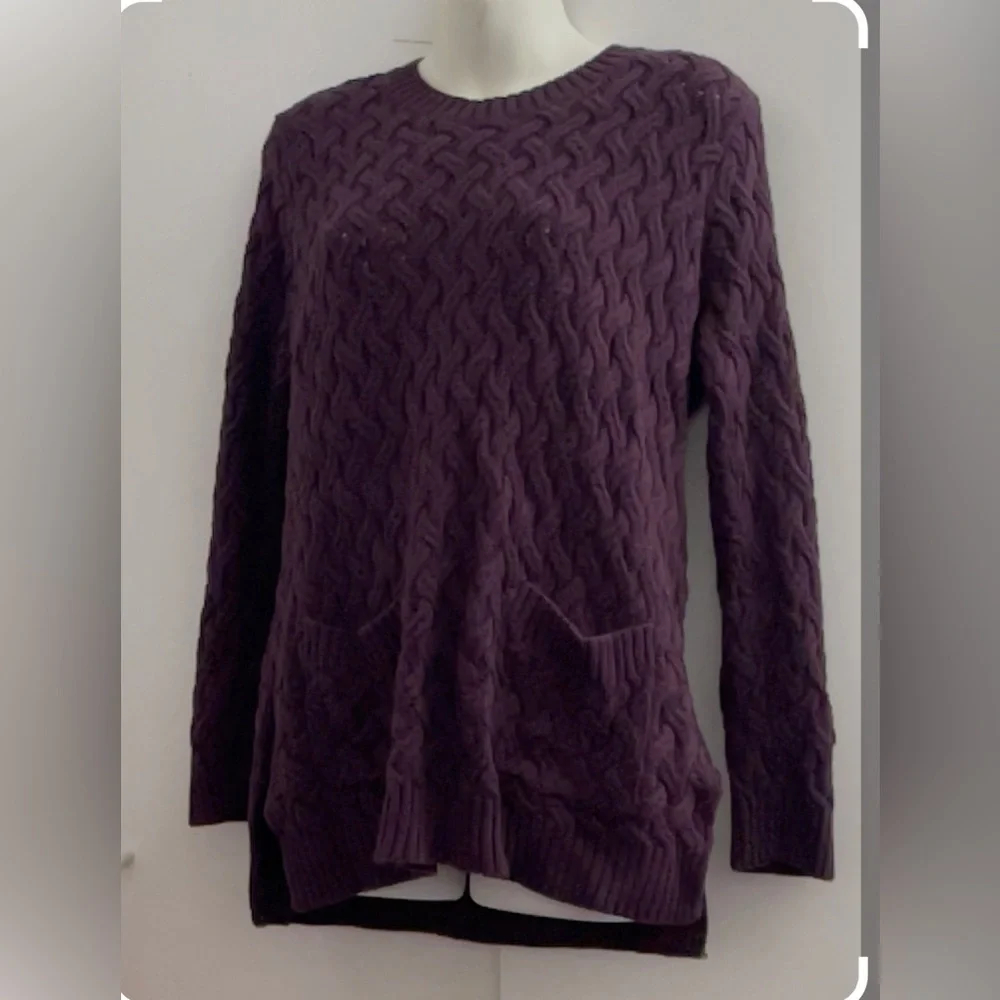 Jeanne Pierre Cable Knit Pocketed Tunic Sweater Size L - Picture 2 of 2